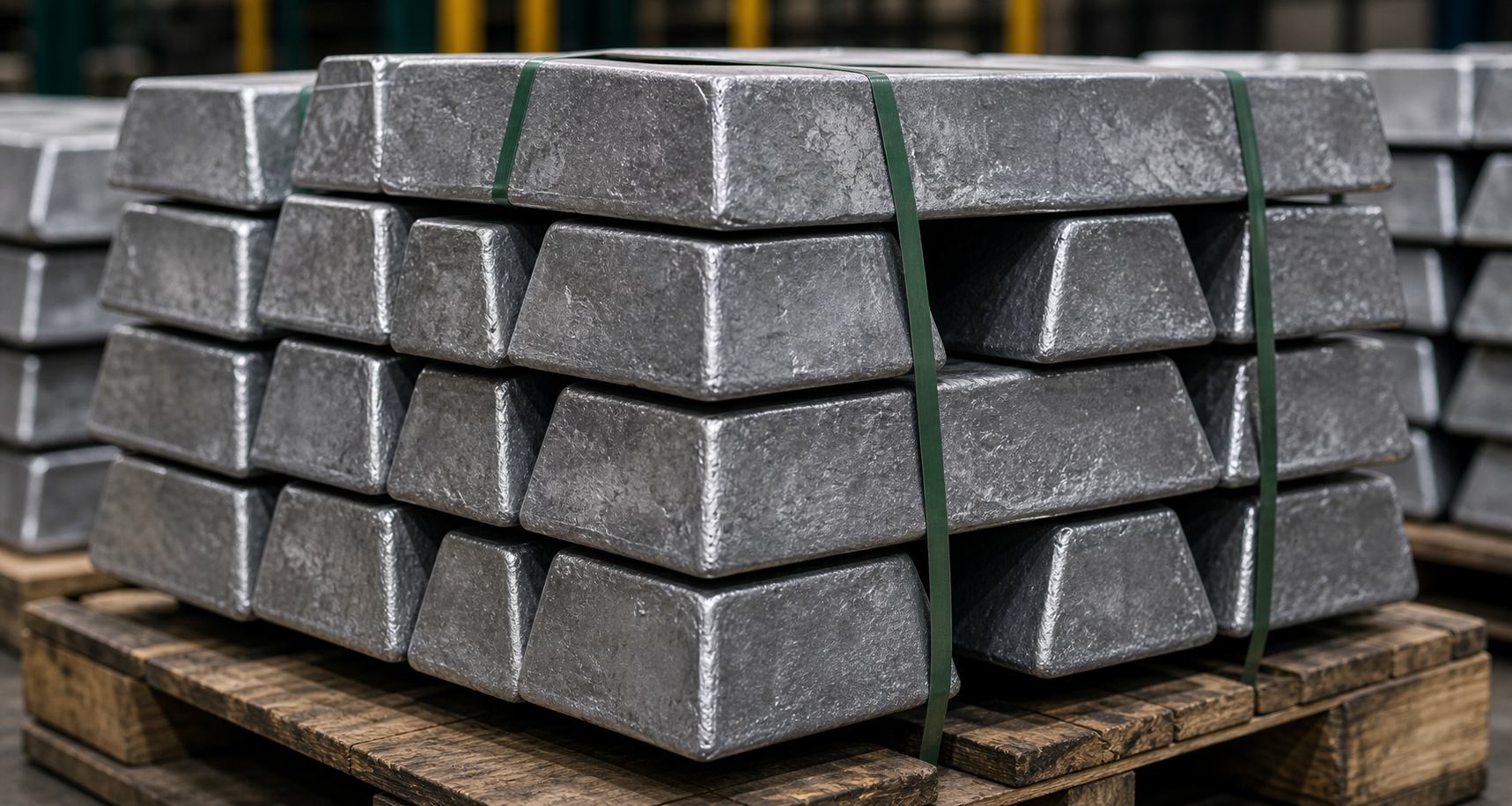 Close-up of rough cast lead ingots